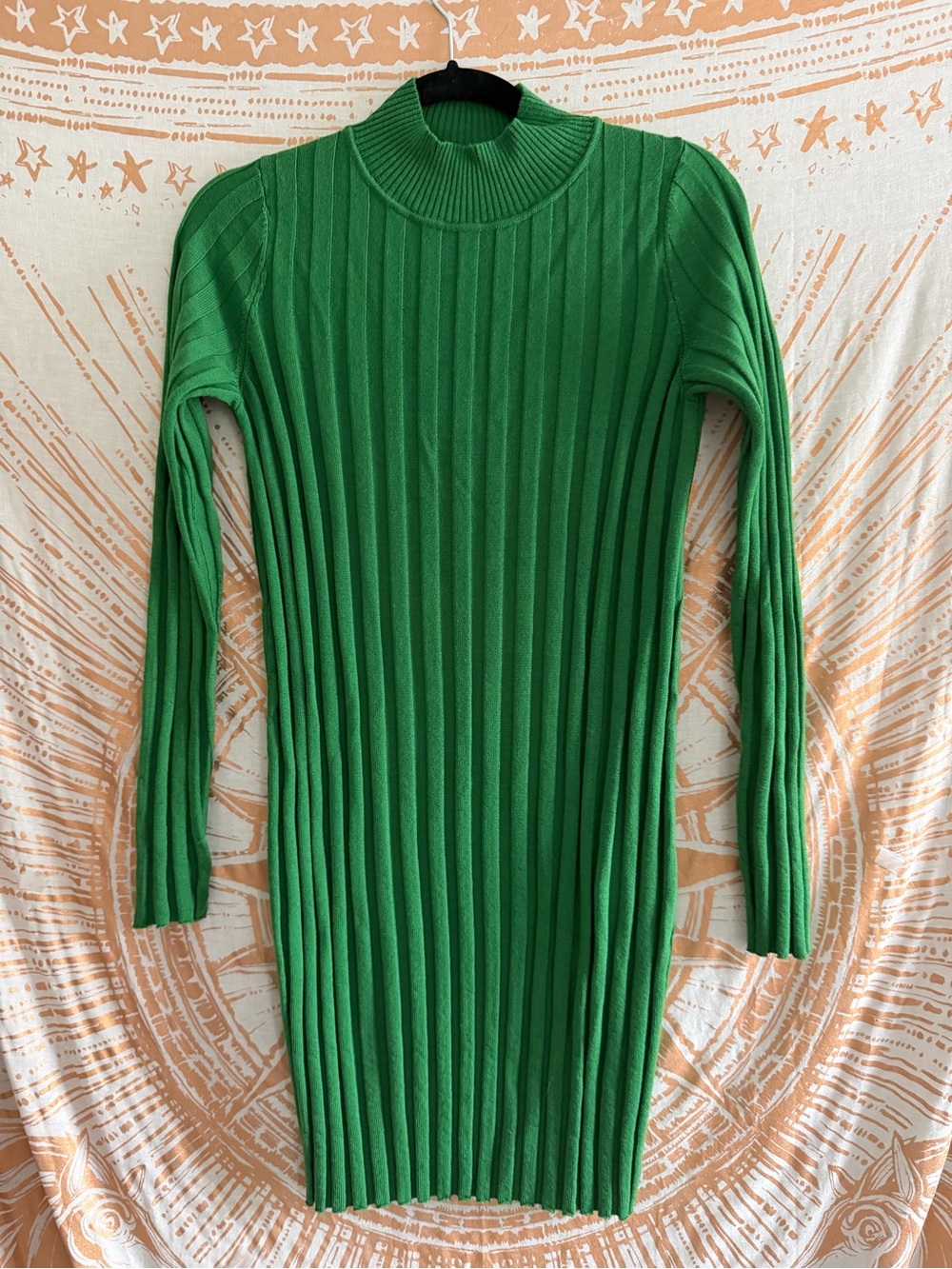 Sézane Gabriella Dress Emerald Ribbed Long-Sleeve Knit Dress - Picture 6 of 9